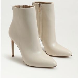 Sam Edelman Wrenley New NIB Stiletto Heel Pointed Toe Ankle Booties Boots Ivory